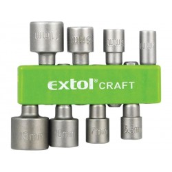 Klíče nástrčné do vrtačky, sada 8ks, 5-13mm, uchycení 1/4" šestihran, CrV, EXTOL CRAFT