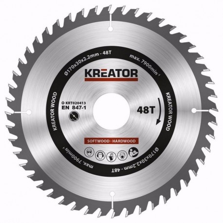 KRT020413 - Pilový kotouč na dřevo 170mm, 48T KREATOR